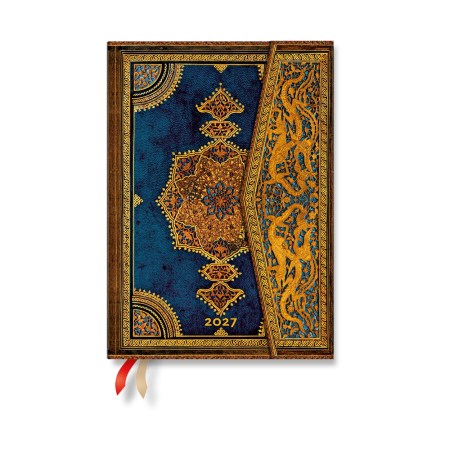 2027 Safavid Indigo (Safavid Binding Art) Midi 12-Month Hardcover Dayplanner (Wrap Closure) Horizontal